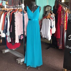 David’s Bridal bridesmaid gown style F15530 Oasis